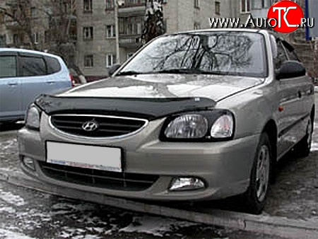 1 484 р. Защита передних фар NovLine (очки) . Hyundai Accent седан ТагАЗ (2001-2012)  с доставкой в г. Королёв