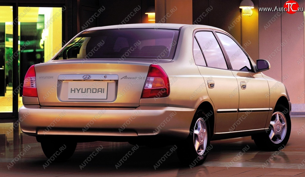 4 899 р. Задний бампер Стандартный Hyundai Accent седан ТагАЗ (2001-2012) (Неокрашенный)  с доставкой в г. Королёв