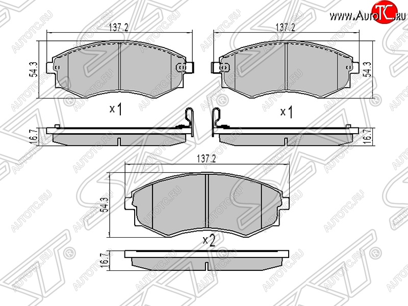 1 349 р. Колодки тормозные SAT (передние) Hyundai Sonata EF рестайлинг ТагАЗ (2001-2013)  с доставкой в г. Королёв