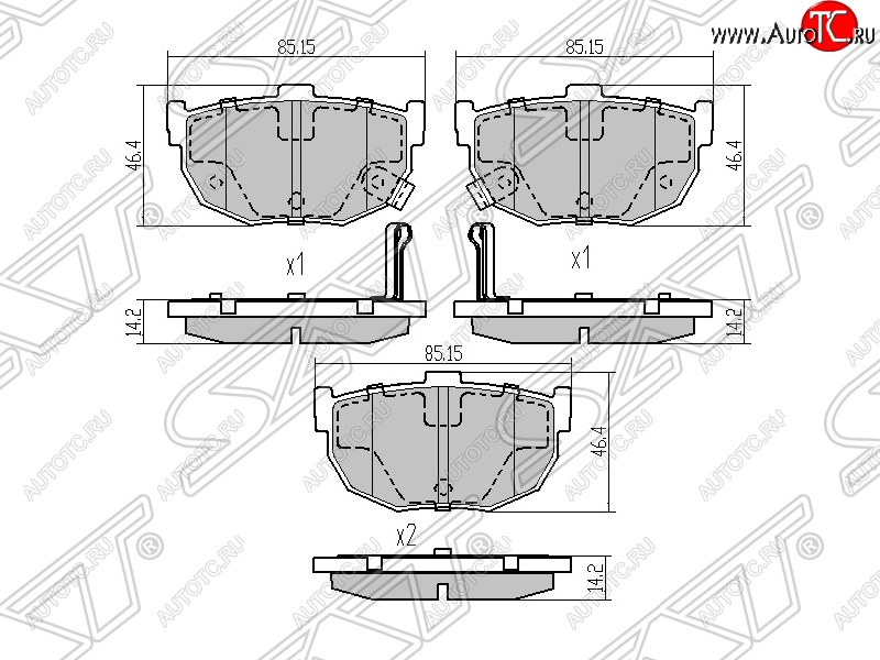 859 р. Колодки тормозные SAT (задние) Hyundai Elantra XD седан дорестайлинг (2000-2003)  с доставкой в г. Королёв