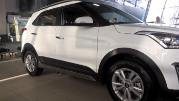 7 349 р. Пластиковые пороги АвтоКрат Hyundai Creta GS рестайлинг (2019-2021) (Неокрашенные)  с доставкой в г. Королёв. Увеличить фотографию 2