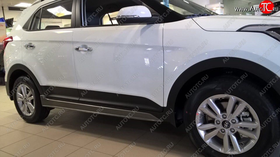 7 349 р. Пластиковые пороги АвтоКрат Hyundai Creta GS рестайлинг (2019-2021) (Неокрашенные)  с доставкой в г. Королёв