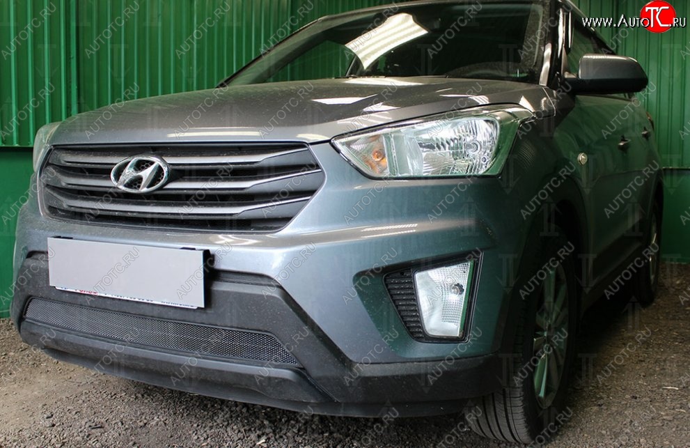 1 469 р. Защитная сетка на бампер Russtal (черная) Hyundai Creta GS рестайлинг (2019-2021)  с доставкой в г. Королёв