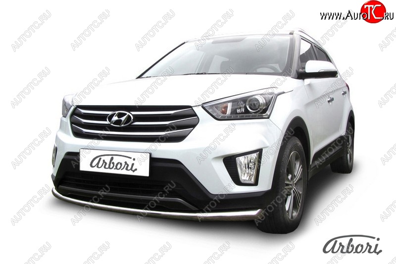 4 899 р. Защита переднего бампера Arbori (нержавейка, 1 труба d57 mm). Hyundai Creta GS рестайлинг (2019-2021)  с доставкой в г. Королёв