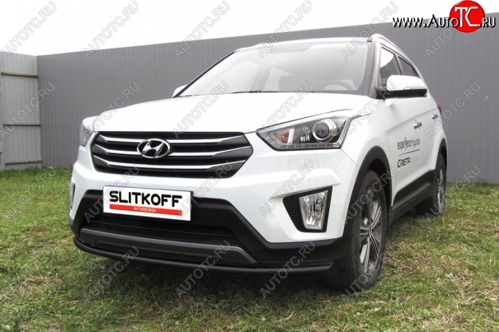 8 349 р. Защита переднего бампер из трубы d42 Slitkoff (дуга) Hyundai Creta GS дорестайлинг (2015-2019) (Цвет: серебристый)  с доставкой в г. Королёв