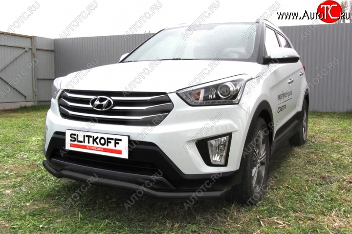 9 849 р. Защита переднего бампер из трубы d57 Slitkoff (волна) Hyundai Creta GS рестайлинг (2019-2021) (Цвет: серебристый)  с доставкой в г. Королёв