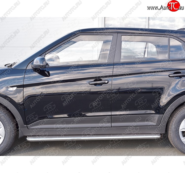 38 999 р. Порожки для ног (труба Ø42) SLITKOFF Hyundai Creta GS дорестайлинг (2015-2019) (Вариант 3 (лист нерж, проф. нерж))  с доставкой в г. Королёв