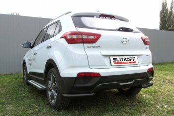 6 799 р. Защита заднего бампера из уголков d57 Slitkoff Hyundai Creta GS дорестайлинг (2015-2019) (Цвет: серебристый)  с доставкой в г. Королёв. Увеличить фотографию 1