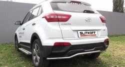 10 999 р. Защита заднего бампера из изогнутой трубы диаметром 42 мм Slitkoff Hyundai Creta GS дорестайлинг (2015-2019) (Нержавейка, Полированная)  с доставкой в г. Королёв. Увеличить фотографию 1