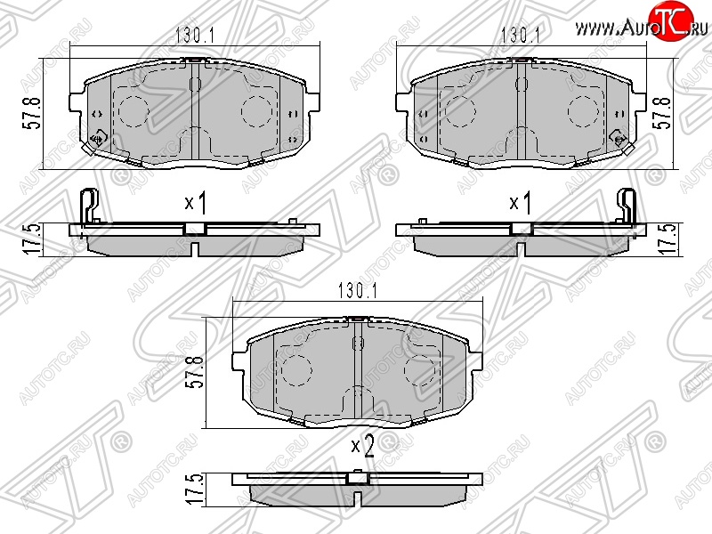 899 р. Колодки тормозные передние SAT Hyundai I30 FD универсал дорестайлинг (2007-2010)  с доставкой в г. Королёв