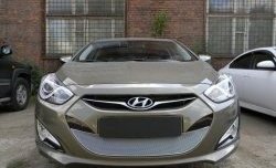 2 349 р. Сетка на бампер Russtal (хром) Hyundai I40 1 VF дорестайлинг седан (2011-2015)  с доставкой в г. Королёв. Увеличить фотографию 3