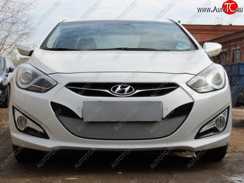 1 539 р. Защитная сетка на бампер Russtal (хром) Hyundai I40 1 VF дорестайлинг седан (2011-2015)  с доставкой в г. Королёв