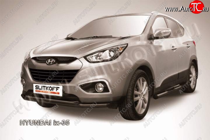 10 299 р. Защита переднего бампера из труб d57+d42 Slitkoff Hyundai IX35 LM рестайлинг (2013-2018) (Цвет: серебристый)  с доставкой в г. Королёв