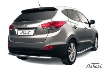 8 189 р. Защита заднего бампера Arbori (нержавейка, 1 труба d57 mm). Hyundai IX35 LM дорестайлинг (2009-2013)  с доставкой в г. Королёв. Увеличить фотографию 1