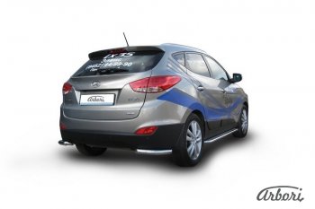 8 189 р. Защита заднего бампера Arbori (уголки, нержавейка, 1 труба d57 mm). Hyundai IX35 LM дорестайлинг (2009-2013)  с доставкой в г. Королёв. Увеличить фотографию 1