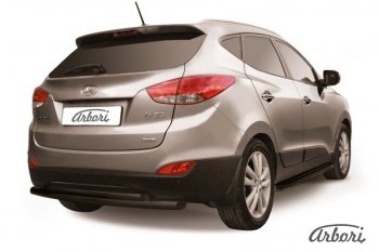 5 939 р. Защита заднего бампера Arbori (черная, 2 трубы d57 и 42 mm). Hyundai IX35 LM дорестайлинг (2009-2013)  с доставкой в г. Королёв. Увеличить фотографию 1