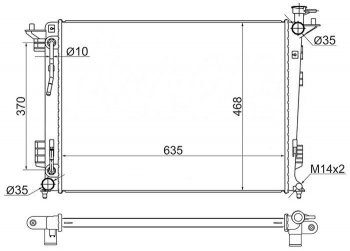 Радиатор двигателя (трубчатый, 2.0/2.4, МКПП/АКПП) SAT Hyundai (Хюндаи) IX35 (ИX35)  LM (2009-2018),  Tucson (Туссон)  LM (2010-2017), KIA (КИА) Sportage (Спортаж)  3 SL (2010-2016)