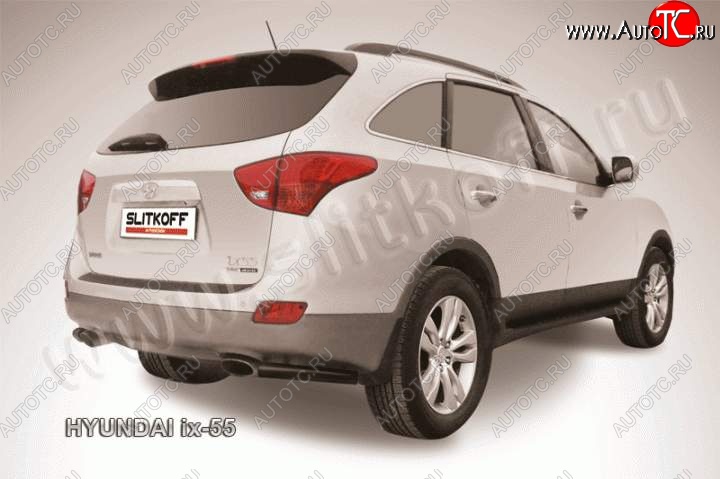 5 449 р. Защита заднего бампера из уголков d57 Slitkoff Hyundai IX55 EN (2006-2013) (Цвет: серебристый)  с доставкой в г. Королёв