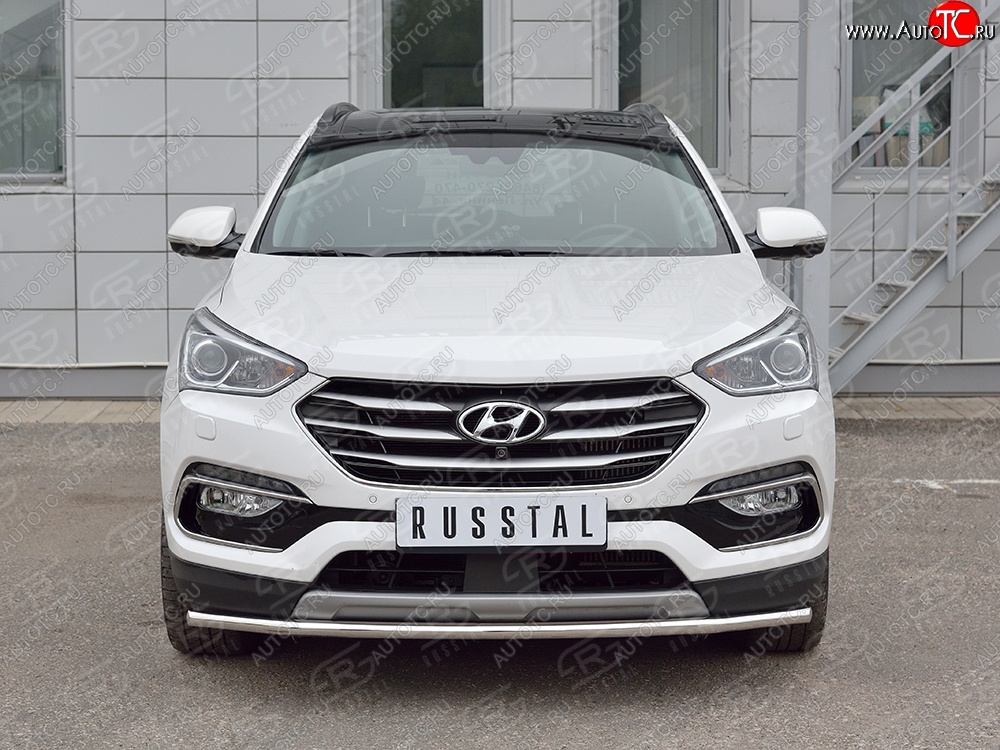 11 999 р. Защита переднего бампера (Ø42 мм, нержавейка, Premium) SLITKOFF  Hyundai Santa Fe  DM (2015-2019) рестайлинг  с доставкой в г. Королёв