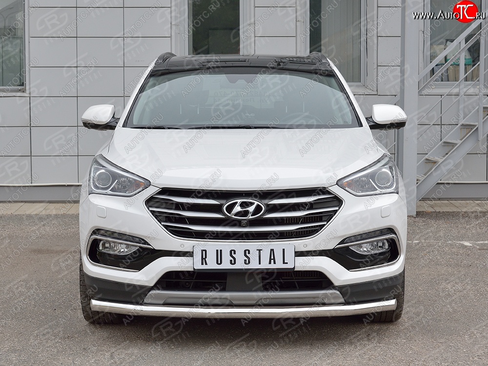 17 949 р. Защита переднего бампера (Ø63 мм, нержавейка, Premium) SLITKOFF  Hyundai Santa Fe  DM (2015-2019) рестайлинг  с доставкой в г. Королёв