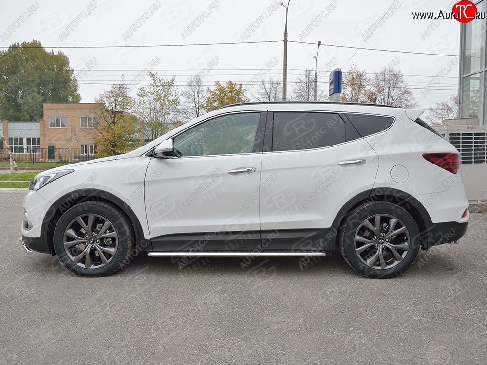 26 999 р. Широкая защита порогов с трубой диаметром 42 мм Premium SLITKOFF Hyundai Santa Fe DM рестайлинг (2015-2019)  с доставкой в г. Королёв