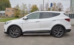 Защита порогов из круглой трубы диаметром 63 мм PREMIUM SLITKOFF Hyundai Santa Fe DM рестайлинг (2015-2019)