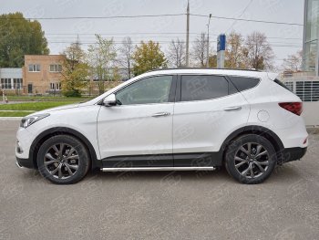 25 999 р. Защита порогов из круглой трубы диаметром 63 мм PREMIUM SLITKOFF v2 Hyundai Santa Fe DM рестайлинг (2015-2019)  с доставкой в г. Королёв. Увеличить фотографию 2