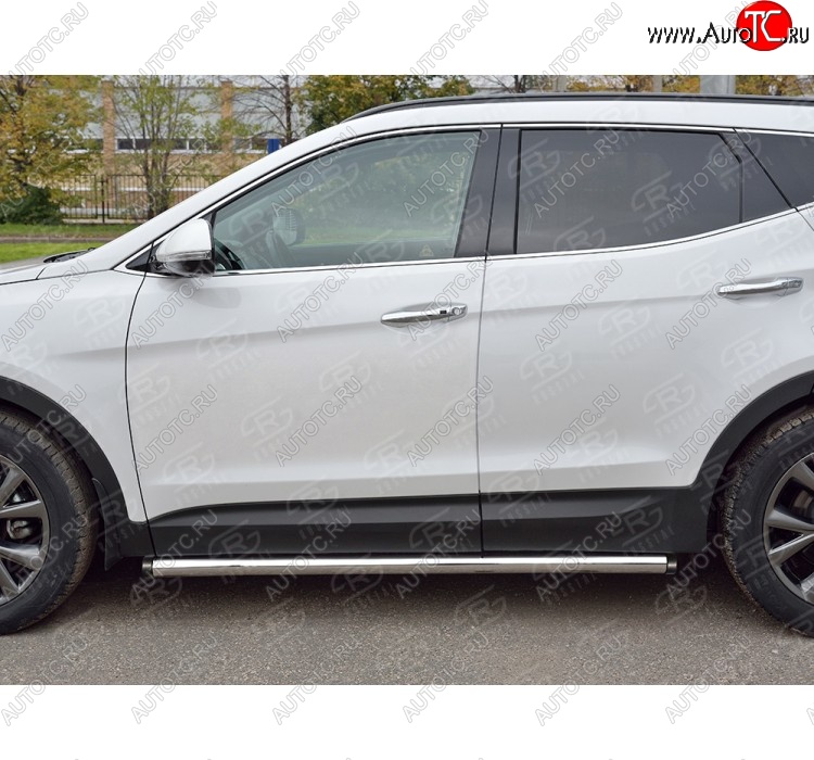 25 999 р. Защита порогов из круглой трубы диаметром 63 мм PREMIUM SLITKOFF v2 Hyundai Santa Fe DM рестайлинг (2015-2019)  с доставкой в г. Королёв