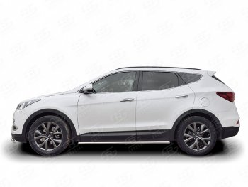 Защита порогов из круглой трубы d42 мм PREMIUM SLITKOFF v3 Hyundai (Хюндаи) Santa Fe (Санта)  DM (2015-2019) DM рестайлинг