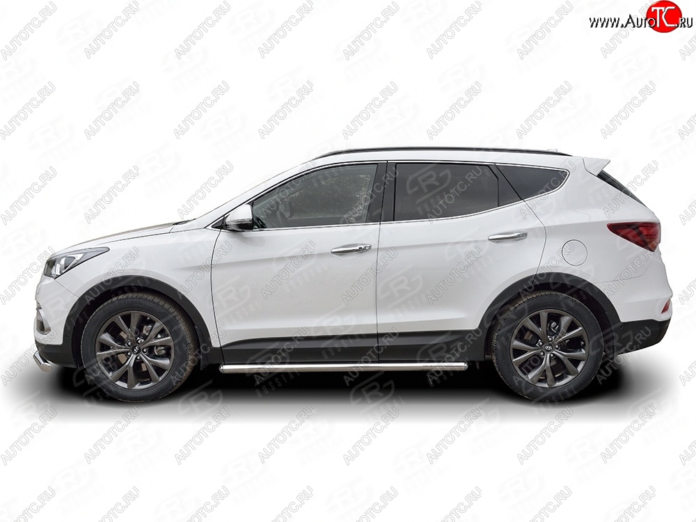 27 999 р. Защита порогов из круглой трубы диаметром 63 мм PREMIUM SLITKOFF v3 Hyundai Santa Fe DM рестайлинг (2015-2019)  с доставкой в г. Королёв