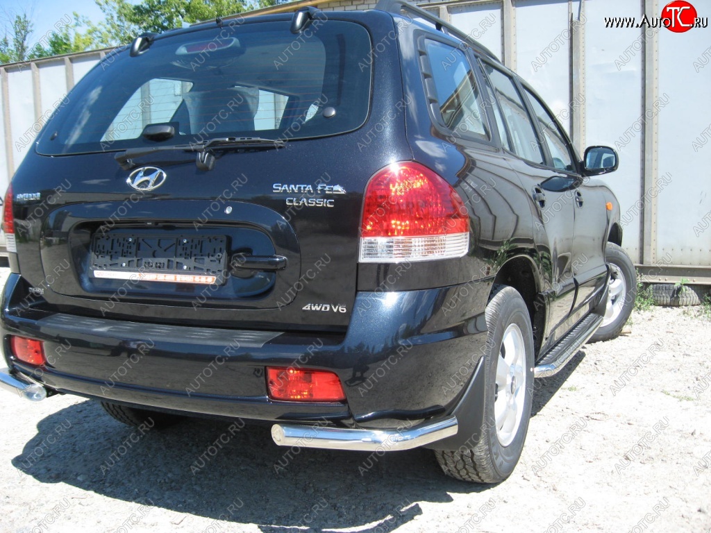 4 399 р. Защита заднего бампера из уголков d57 Slitkoff Hyundai Santa Fe SM (2000-2012) (Цвет: серебристый)  с доставкой в г. Королёв