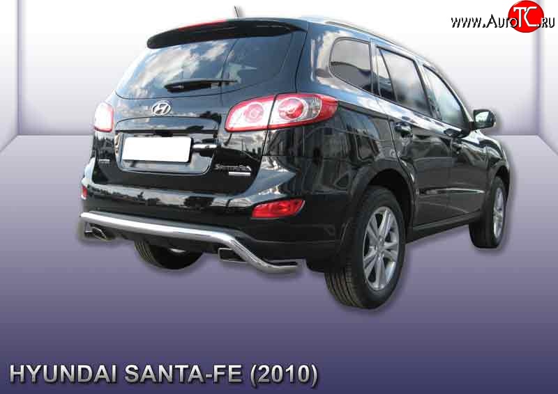 12 949 р. Фигурная защита заднего бампера диаметром 57 мм Slitkoff  Hyundai Santa Fe  CM (2009-2012) рестайлинг (Нержавейка, Полированная)  с доставкой в г. Королёв