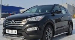 20 749 р. Защита переднего бампера (2 трубыØ63 мм, нержавейка) SLITKOFF Hyundai Santa Fe DM дорестайлинг (2012-2016)  с доставкой в г. Королёв. Увеличить фотографию 4