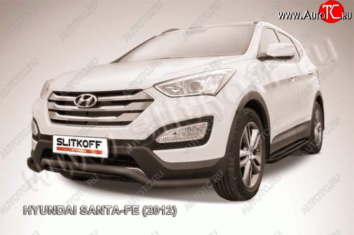 11 999 р. Защита переднего бампера из трубы d57 Slitkoff Hyundai Santa Fe DM дорестайлинг (2012-2016) (Цвет: серебристый)  с доставкой в г. Королёв