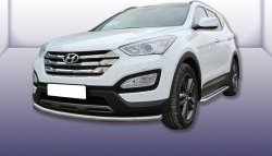 12 299 р. Одинарная защита переднего бампера из трубы диаметром 57 мм Slitkoff  Hyundai Santa Fe  DM (2012-2016) дорестайлинг (Нержавейка, Полированная)  с доставкой в г. Королёв. Увеличить фотографию 1