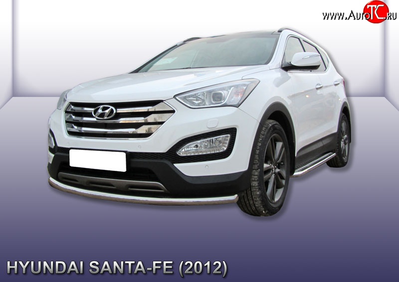 12 299 р. Одинарная защита переднего бампера из трубы диаметром 57 мм Slitkoff  Hyundai Santa Fe  DM (2012-2016) дорестайлинг (Нержавейка, Полированная)  с доставкой в г. Королёв