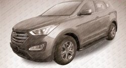 19 449 р. Алюминиевые пороги Slitkoff Optima Black Hyundai Santa Fe DM дорестайлинг (2012-2016)  с доставкой в г. Королёв. Увеличить фотографию 2