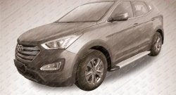 13 349 р. Алюминиевые пороги Slitkoff Optima Silver Hyundai Santa Fe DM дорестайлинг (2012-2016)  с доставкой в г. Королёв. Увеличить фотографию 2