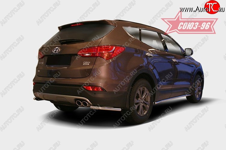 8 459 р. Защита заднего бампера из боковых уголков Souz-96 (d42) Hyundai Santa Fe DM дорестайлинг (2012-2016)  с доставкой в г. Королёв