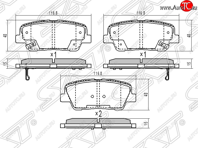 1 039 р. Колодки тормозные SAT (задние)  Hyundai Santa Fe  CM (2009-2012) рестайлинг  с доставкой в г. Королёв