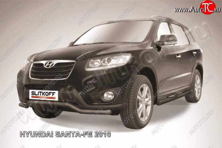 10 299 р. Защита переднего бампера из трубы d57 Slitkoff (волна) Hyundai Santa Fe CM рестайлинг (2009-2012) (Цвет: серебристый)  с доставкой в г. Королёв