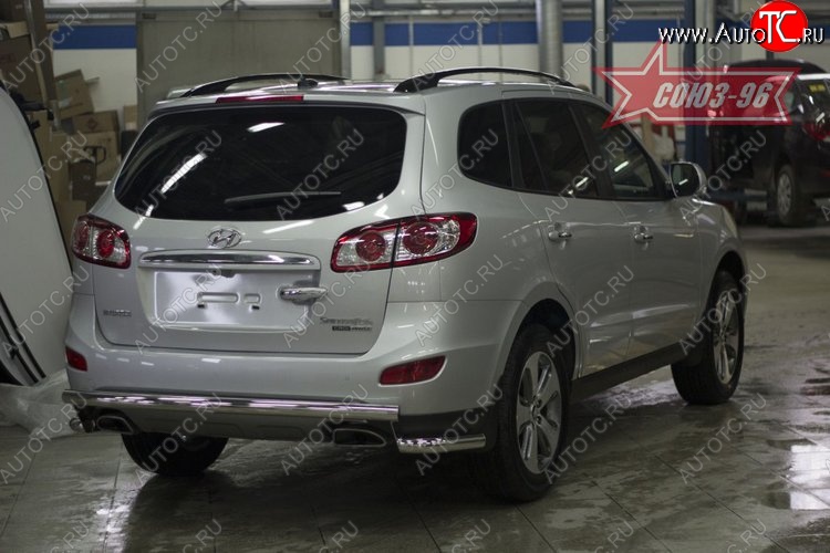 11 744 р. Защита заднего бампера рестайлинг Souz-96 (d60) Hyundai Santa Fe CM рестайлинг (2009-2012)  с доставкой в г. Королёв