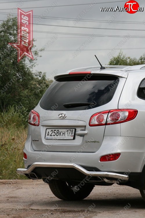 11 159 р. Защита заднего бампера Souz-96 (d60) Hyundai Santa Fe CM рестайлинг (2009-2012)  с доставкой в г. Королёв