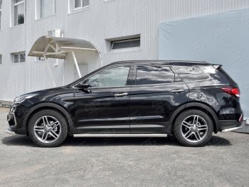 20 849 р. Защита порогов из круглой трубы диаметром 63 мм SLITKOFF  Hyundai Grand Santa Fe  1 DM (2016-2018) рестайлинг  с доставкой в г. Королёв. Увеличить фотографию 2