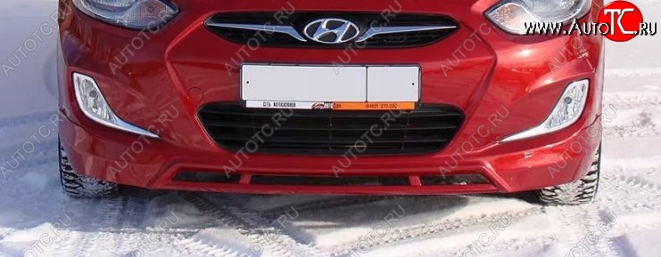 6 299 р. Накладка на передний бампер Tuning-Sport v2  Hyundai Solaris  RBr (2010-2014) седан дорестайлинг, хэтчбэк дорестайлинг (Неокрашенная)  с доставкой в г. Королёв