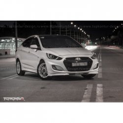 2 899 р. Накладка на передний бампер TopKontur Design v2 Hyundai Solaris RBr седан дорестайлинг (2010-2014) (Неокрашенная)  с доставкой в г. Королёв. Увеличить фотографию 12