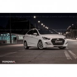 2 899 р. Накладка на передний бампер TopKontur Design v2 Hyundai Solaris RBr седан дорестайлинг (2010-2014) (Неокрашенная)  с доставкой в г. Королёв. Увеличить фотографию 13