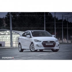 2 899 р. Накладка на передний бампер TopKontur Design v2 Hyundai Solaris RBr седан дорестайлинг (2010-2014) (Неокрашенная)  с доставкой в г. Королёв. Увеличить фотографию 15