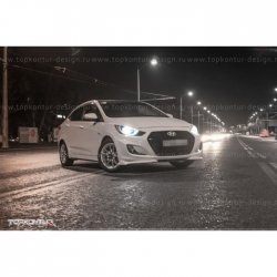 2 899 р. Накладка на передний бампер TopKontur Design v2 Hyundai Solaris RBr седан дорестайлинг (2010-2014) (Неокрашенная)  с доставкой в г. Королёв. Увеличить фотографию 6