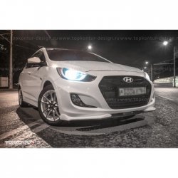 2 899 р. Накладка на передний бампер TopKontur Design v2 Hyundai Solaris RBr седан дорестайлинг (2010-2014) (Неокрашенная)  с доставкой в г. Королёв. Увеличить фотографию 8